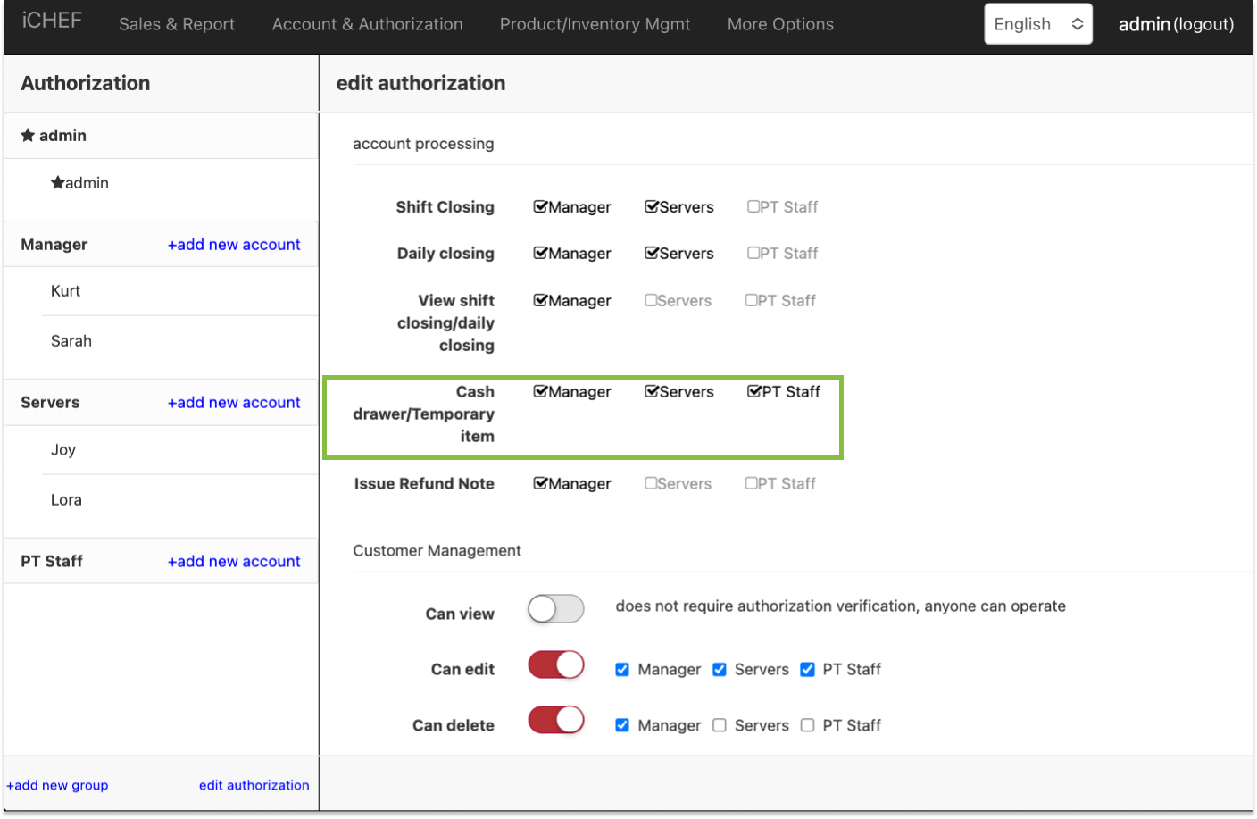 [Accounting] Cash Drawer Management iCHEF Support